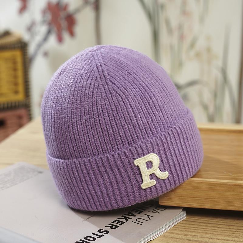 Hat Women's Winter New Korean Version Wool Hat Student Letters Warm Knitted Hat Versatile Cold Hat Men