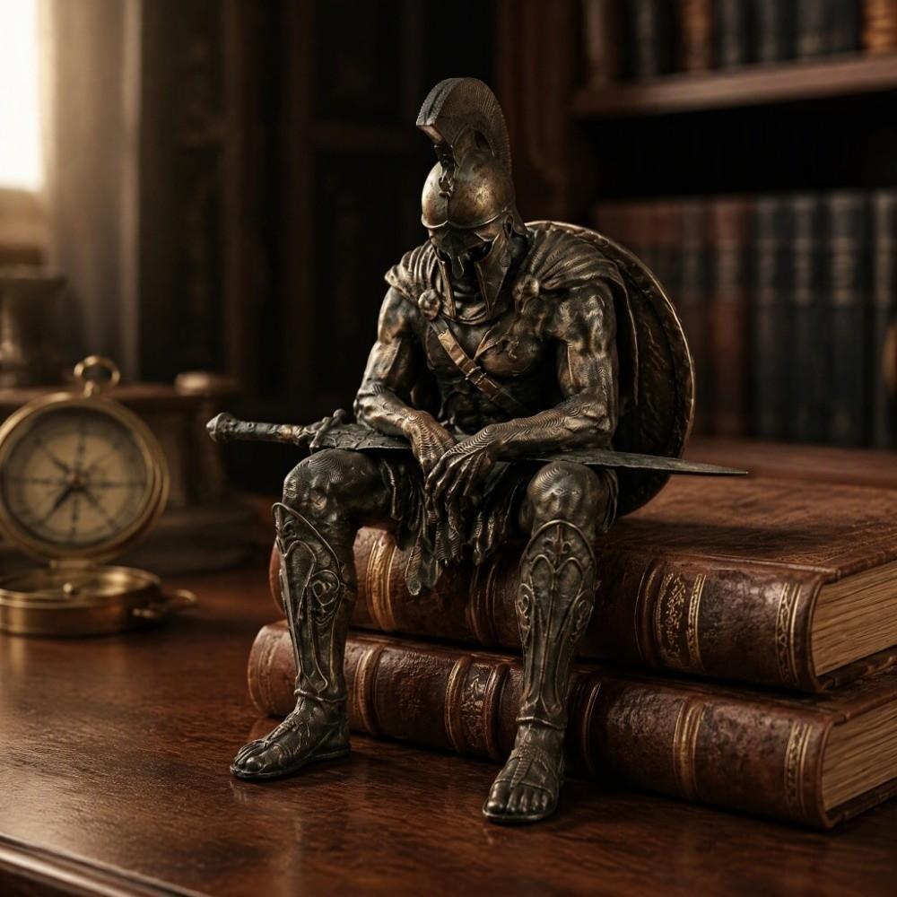 Statua di Guerriero Spartano Vintage Decorazione per Bordo di Libreria Stampata in 3D Decorazione per la Casa