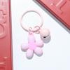 Fresh Five-Petal Flower Resin Keychain with Heart Bead - Girlish Flower Bag Charm