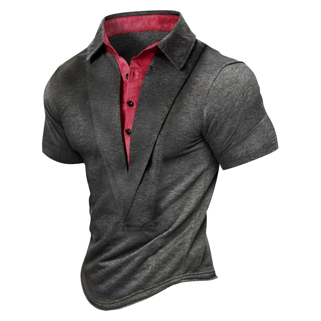 Summer Men's Outdoor Retro Casual Shirt Standing Neck Short Sleeve T-shirt