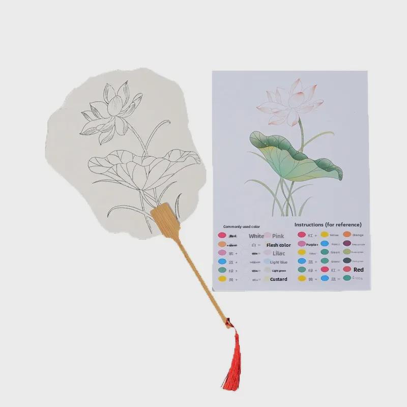 Thickened Rice Paper Round Fan for Chinese Watercolor & Calligraphy: DIY Ancient Ink Painting Kit