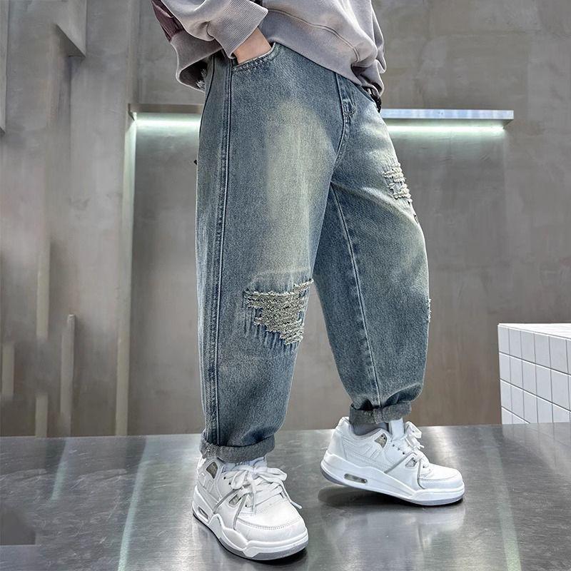 Boys' Jeans Spring and Autumn Styles Children's Pants Long Pants Cool and Trendy Pants