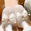 Women's Platform Cotton Slippers Winter Bow Knot Non Slip Home Slippers Thicken Warm Lightweight Comfortable Plush Shoes