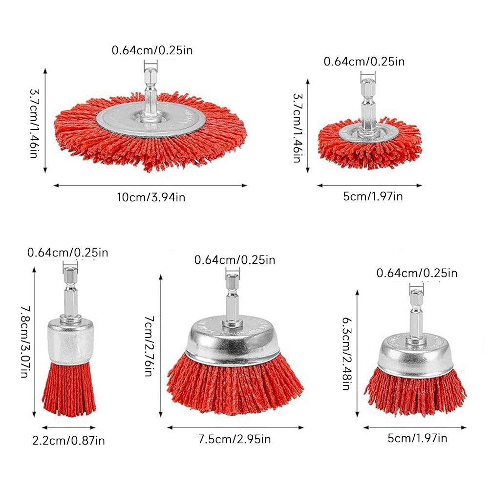 Nylon Polishing Brush Set Abrasive Cleaning Brush Metal Surface Rust And Paint Removal Restoration Polishing Brush Attachments