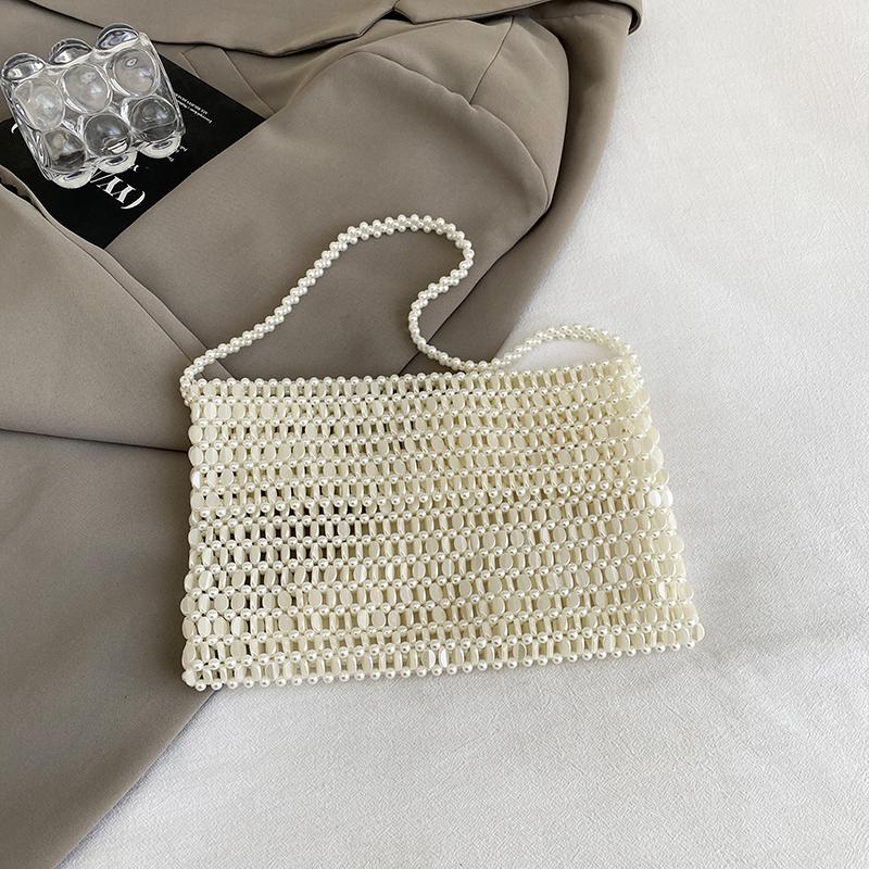 Handmade Beaded Bag Women's New Niche Design Woven Bag Summer Fashion Pearl Clutch Bag Underarm Bag