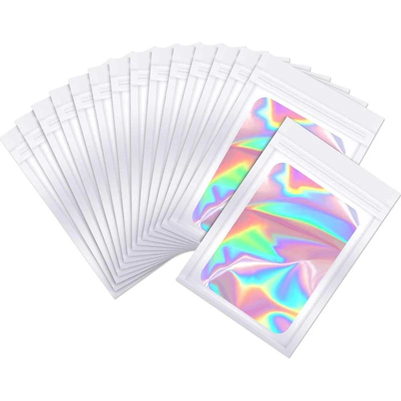 

50pcs pack Mylar Bags Laser Color Plastic Packaging Mini Pouch Resealable ZipLock Smell Proof Coffee Herb Powder 9*12cm 9x12