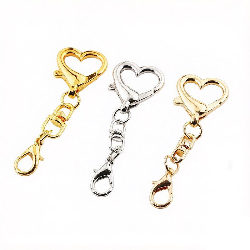 Zinc Alloy Heart Buckle Keychain with Rotating 8-Shaped Strap and 14mm Lobster Clasp for DIY Jewelry Accessories