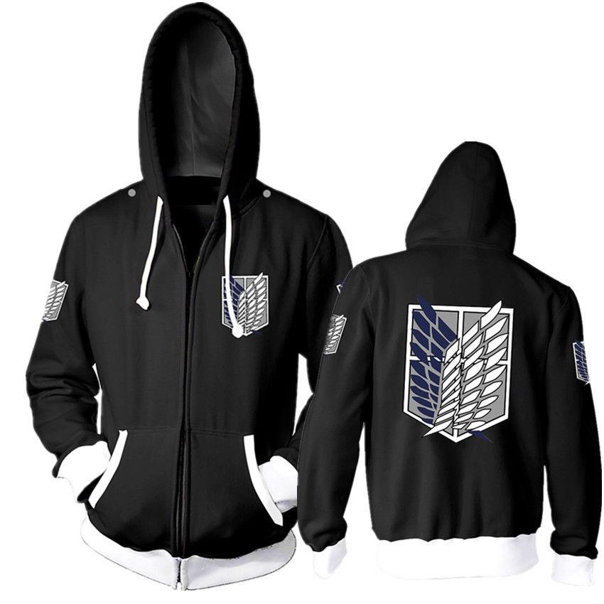 Premium Attack On Titan Hoodie Hooded Sweater Sweatshirt Zipper Coat Cosplay Costume For Fans