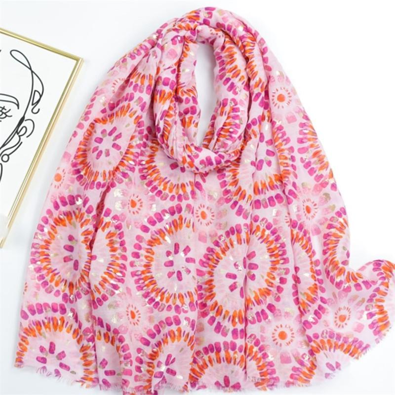 Moda  Espanha Jardim Brilho Floral Franja Viscose Lenço Cachecol Estampa Macio Pashmina Hijabs E Xales Lenços Muçulmano Lenço