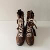 Cowhide Version~ Niche Design Round Head Leather Deep Mouth Casual Classic Western Boots Maillard Medium Boxing Boots