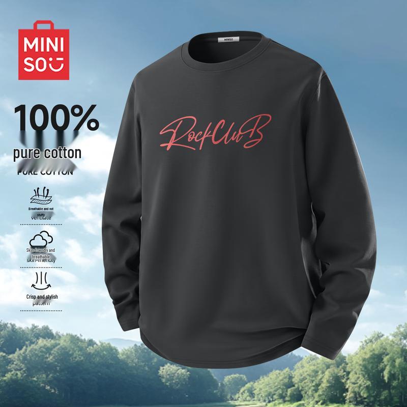 MINISO Men s Casual Long Sleeve Round Neck T-Shirt 2XL