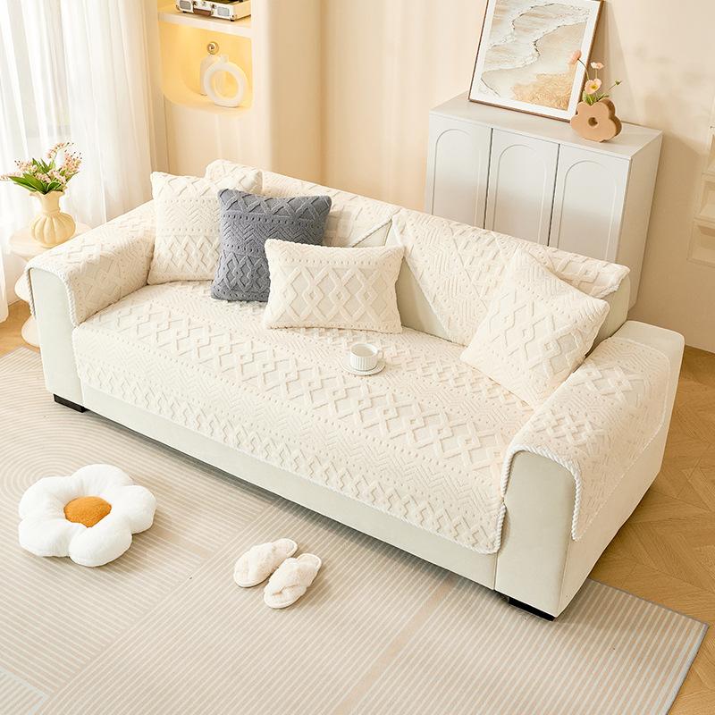 

Роскошный чехол на подушку для дивана Зимний Мягкий Противоскользящий Накидка на диван Высококачественный Стильный Защитник для дивана Для Комфорта и Тепла в Гостиной 70 x 70cm белый