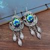 Vintage embroidery earrings hairpin classical temperament Miao peacock flower fringed earrings hair accessories set women