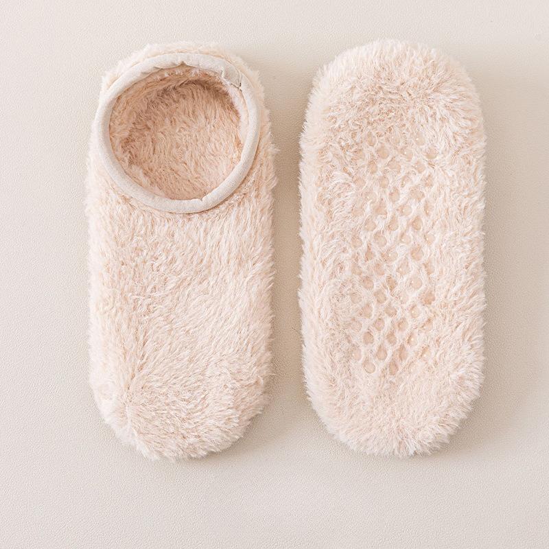Winter Thick Coral Fleece Floor Socks - Home Anti-slip Sock Cover - Pure Color - Versatile - Boat Socks - Fall and Winter Sleep Socks