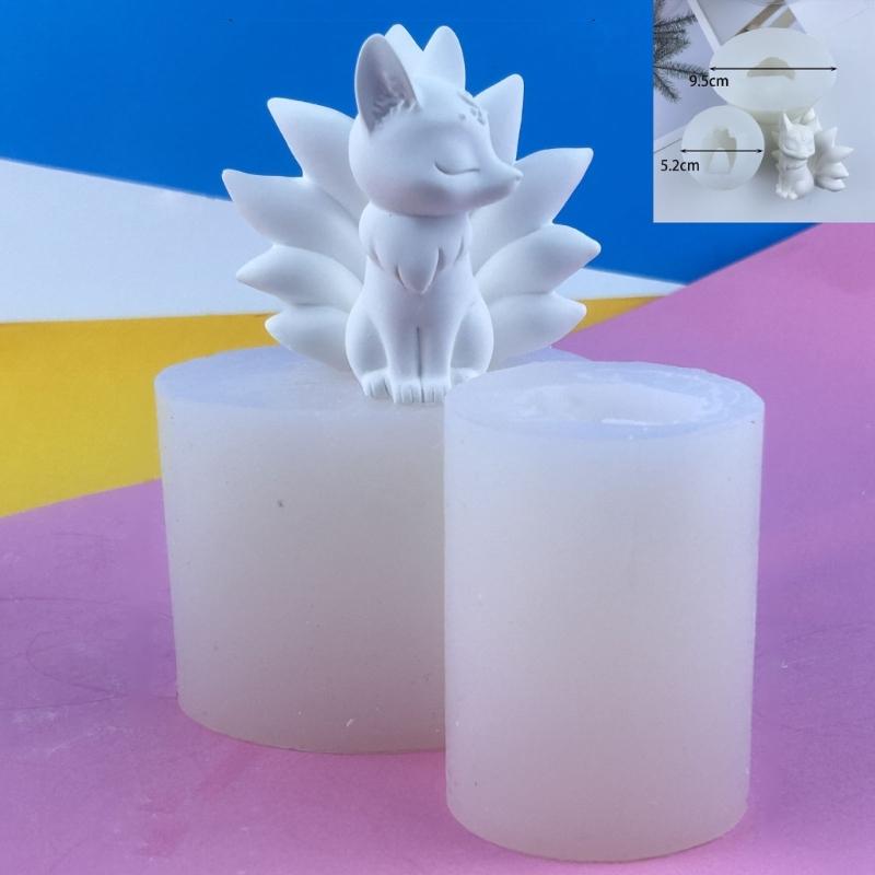 Nine Tails Foxes Silicone Molds DIY Epoxy Resin Molds Table Ornament Mould Candle Plaster Making Tool Easy to Clean