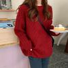 Crew neck retro twist solid color pullover sweater women's autumn and winter new wool bottoming knitted sweater