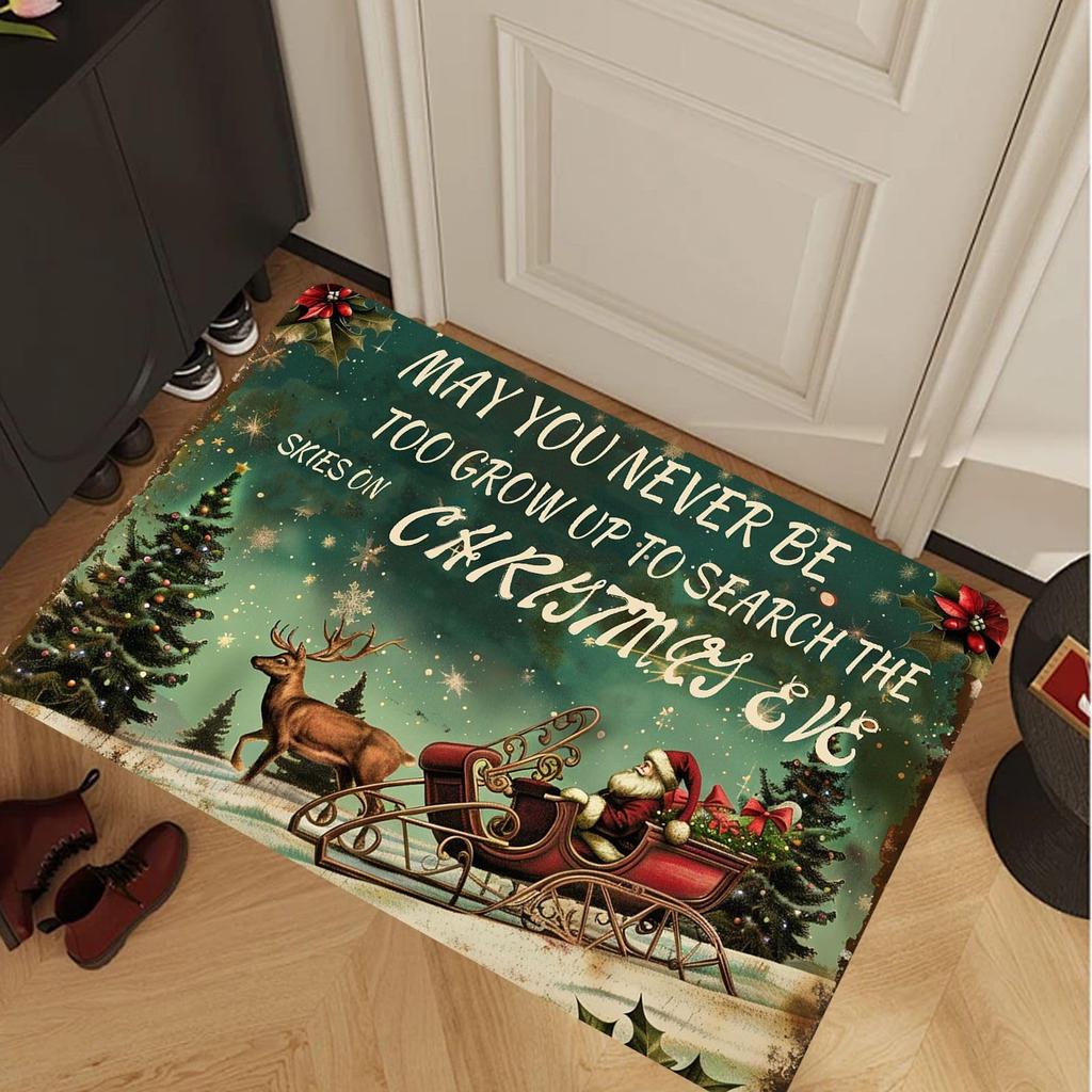Christmas Outdoor Mat Merry Christmas and Happy New Year Indoor Floor Rug Welcome Front Doormats for Entrance Home Decor