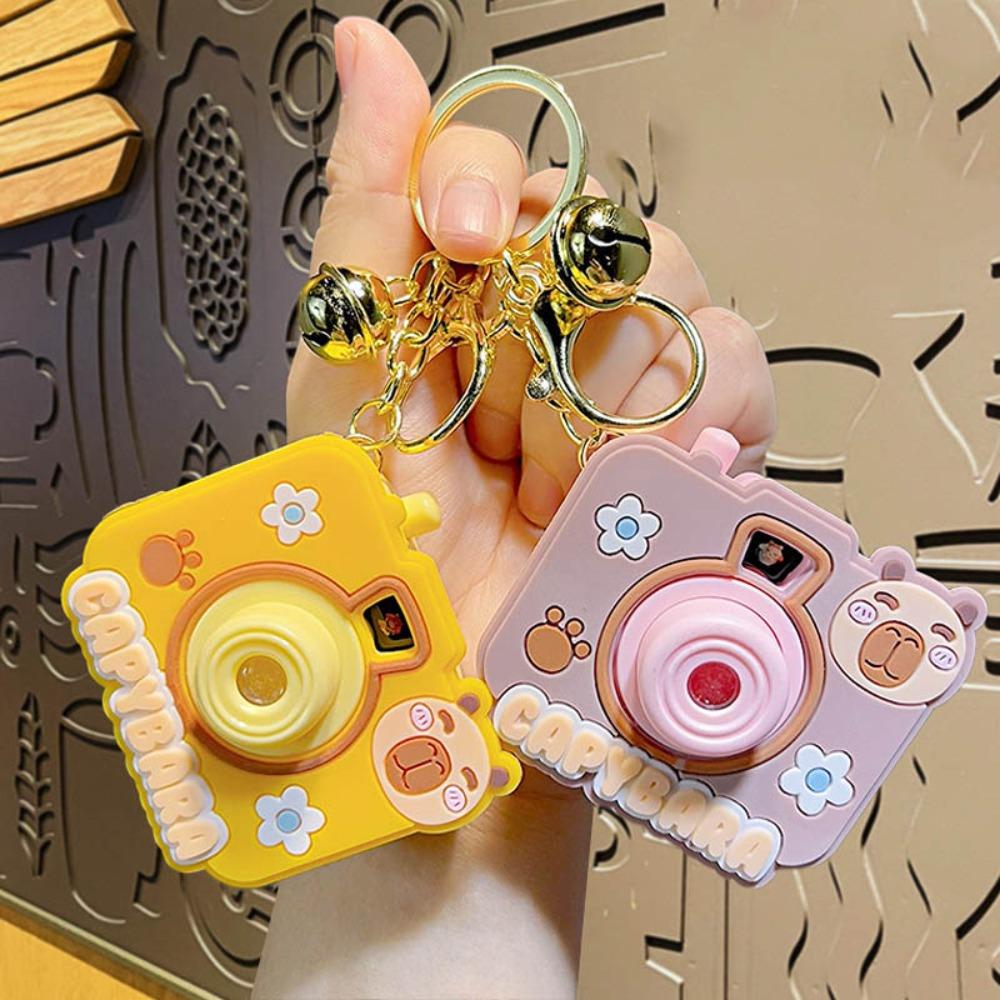 With Flashlight Capybara Mini Camera Keyring Projection Cartoon Key Chain  Girls Gifts