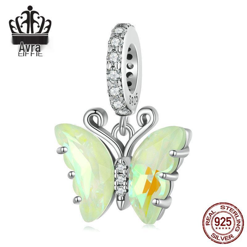 S925 Sterling Silver Exquisite Butterfly Tassel Beaded Pendant for DIY Jewelry