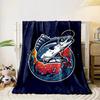 Jumping Fish Illustration with Ocean Waves - Flannel blanket for bedroom, living room, sofa, and nap sofas.