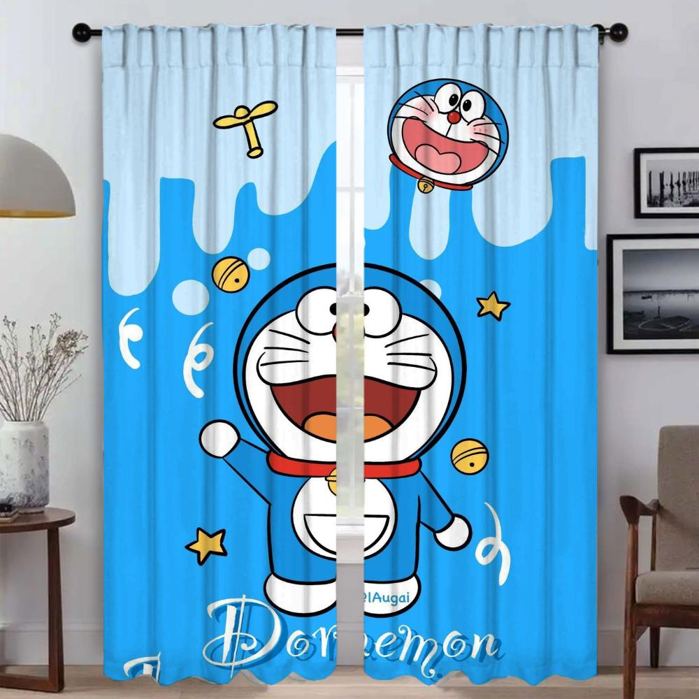 Doraemon Zasłona Zaciemniająca do Pokoju 2 Panele Zasłony Wnętrza Domu Tiul do Sypialni Dekoracja Halloween Przegroda Żaluzje Salon