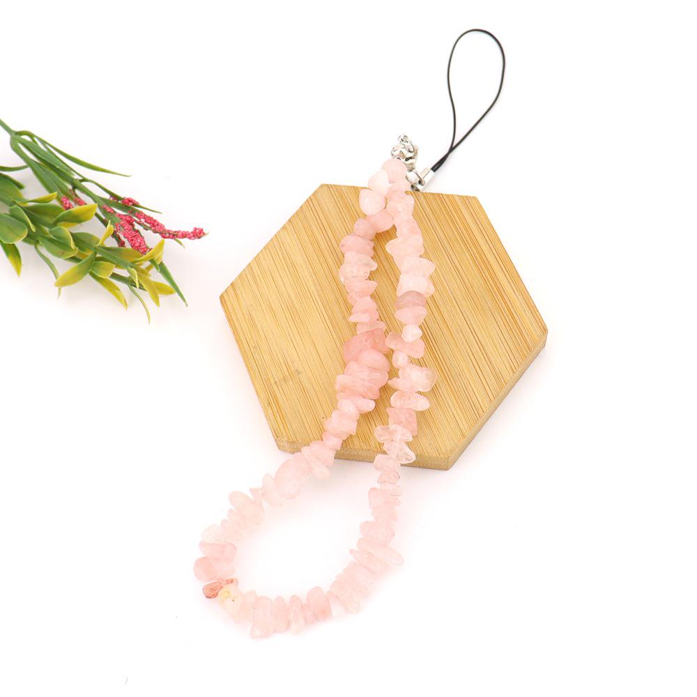 Handmade Natural Crystal Phone Chain with Colored Crushed Stone Beads - Wrist Strap, Cord, Lanyard & Pendant (G80)