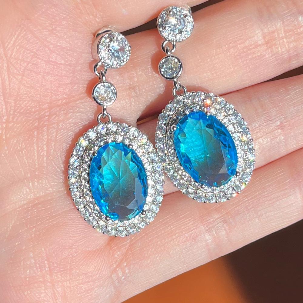 Kuaitiao Caibao Series Yellow Diamond Earrings, Heavy Industry Design Light Luxury Pink Diamond Long Earrings For Women
