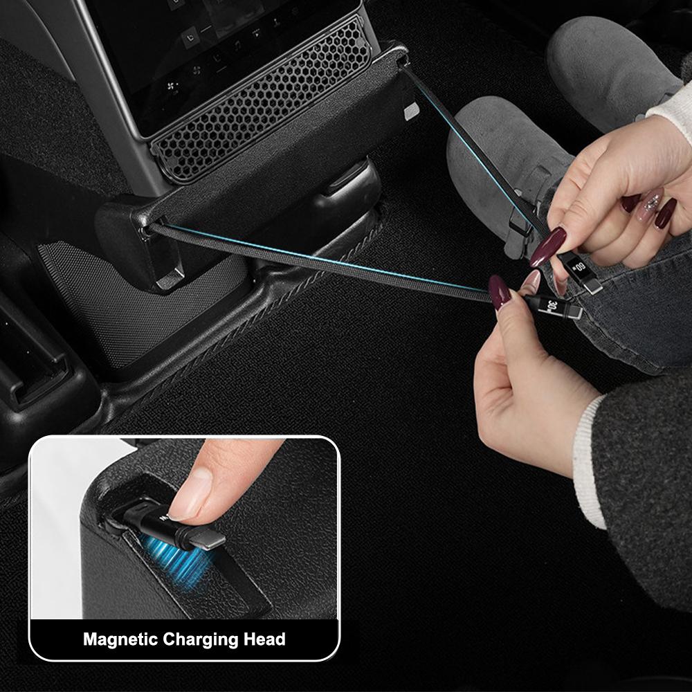 For Tesla Model YL 2025+ 60W Rear Air Vent Fast Charger USB Shunt Hub Intelligent Docking Station Expansion Car Adapter Splitter