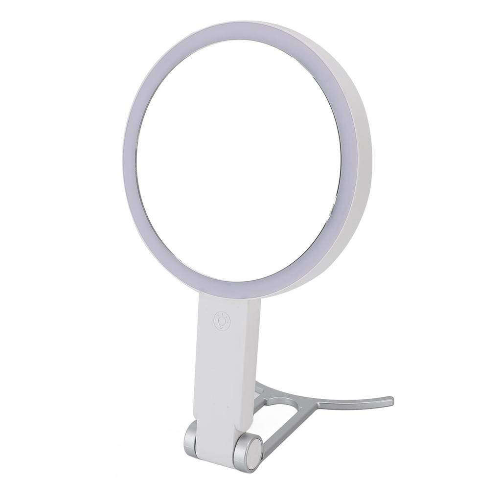 LED Makeup Mirror Dimmable Lights 1X/10X Magnifying Portable Travel Vanity Mirror White C Shape Hand