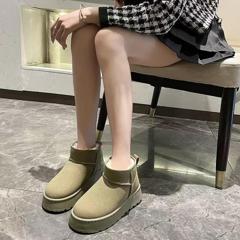 Dámske snehule s krátkym rukávom s hrubou podrážkou, všestranné, s hrubým flísom a protišmykové, teplé bavlnené topánky