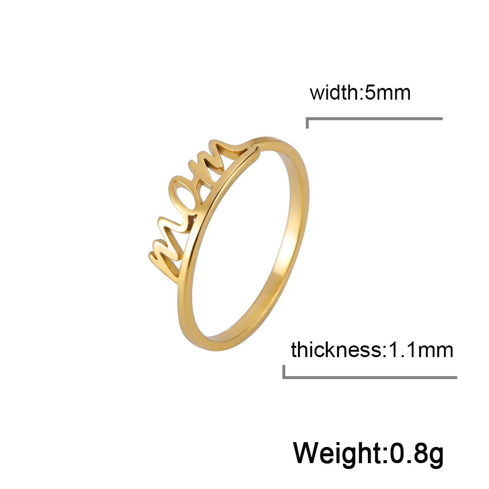 Letter Mom Ring Women's Stainless Steel Minimalist Finger Rings Jewelry Mother's Day Gift