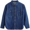 Blue Denim Shirt Women's Medium and Long Spring and Autumn Clothes New Loose Front Shoulder Jacket Top