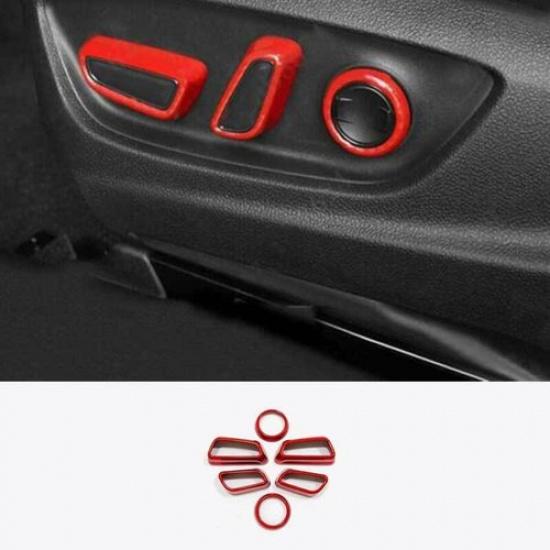 For Toyota Camry 2018-2024 Glossy Red Power Seat Control Button Cover Trim 6PCS