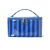 Polyester Striped Makeup Bag With Waterproof Design For Travel And Daily Use