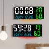 Large Digital Wall Clock with Atmosphere Lights Remote Control Temp Humidity Display LED Table Clock Multifunctional Alarm Clock
