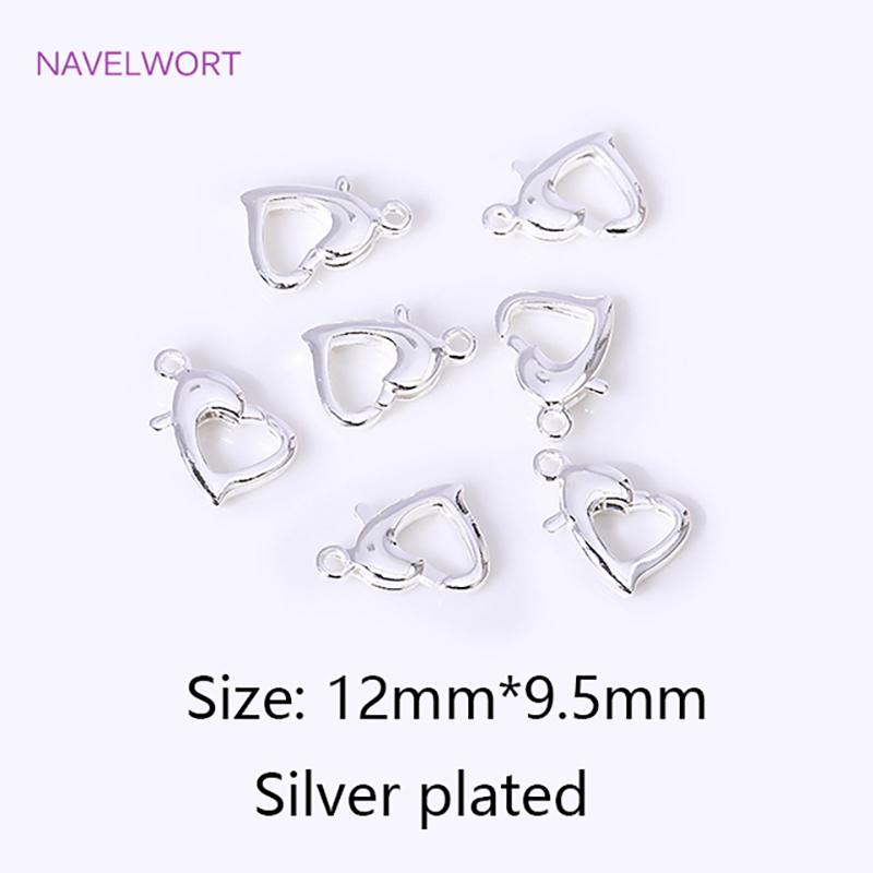 18K Gold Plated 10/12mm Heart Lobster Clasp Connector,Brass Love Lobster Claw Clasp Hook Accessories,Jewelry Materials Wholesale