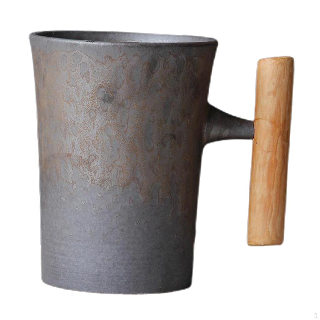 Keramik-Kaffeetasse Rustikaler Effekt mit Holzgriff,