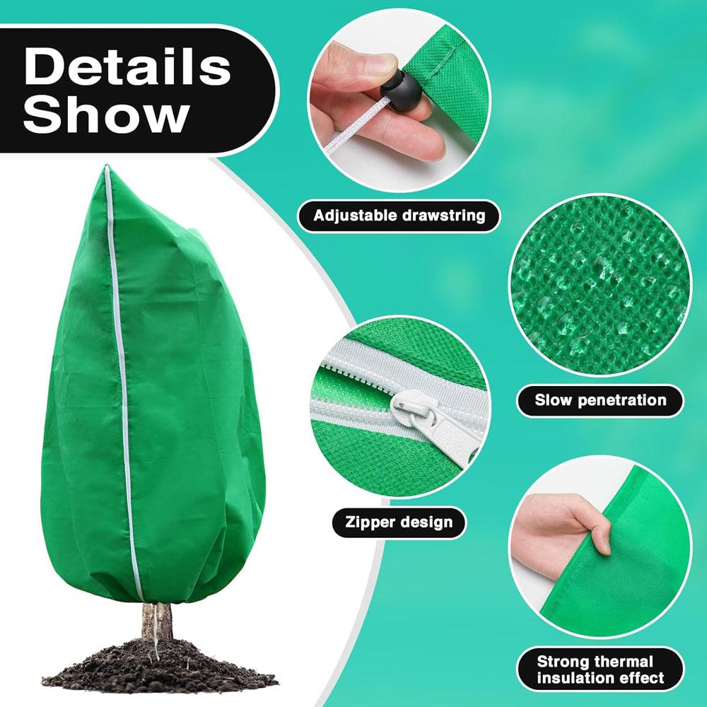 Plant Covers Freeze Protection Covers Frost Cloth Plant Anti-Freeze Shrub Protection Bag with Zipper Drawstring Frost Blankets