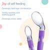 Luvlap Joy Star Baby Self Feeding Spoon Set Soft Silicone Tip BPA Free Toddler Utensils Pack of 2 Pcs Magenta White