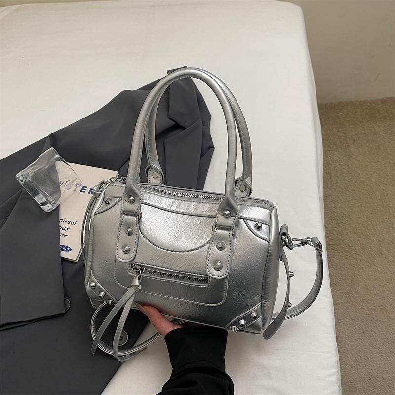 Borsa a Spalla Grande Capacità Monocolore Vintage