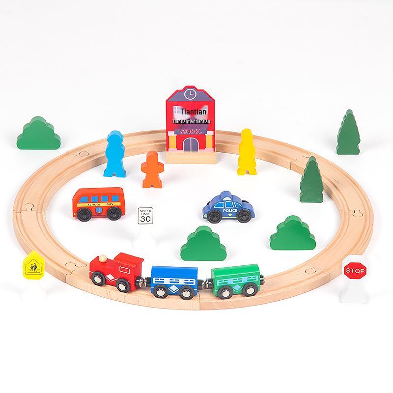 36-Piece Wooden Magnetic Train Track Set - Educational Interlocking Toy