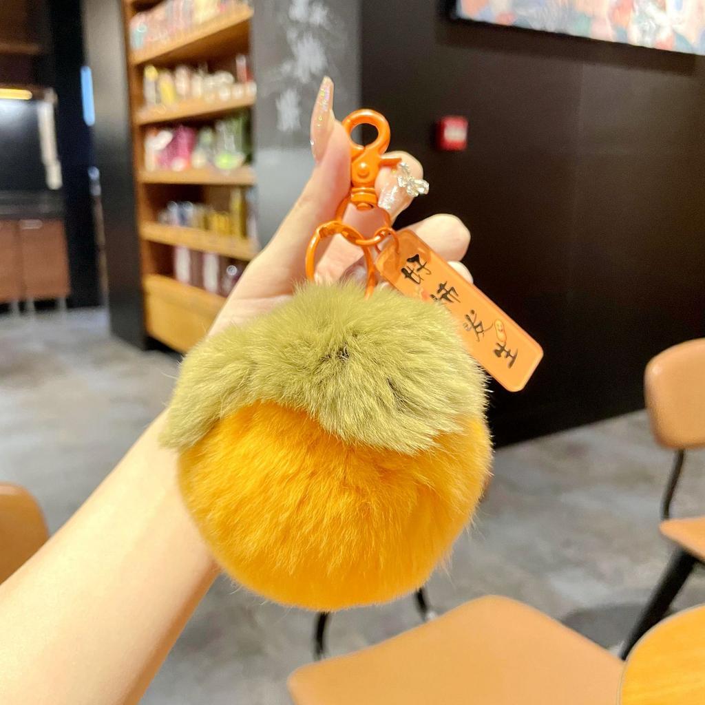 Real Rex Rabbit Hair Good Persimmon Happens Small Persimmon Pendant Everything Ruyi Persimmon Ruyi Plush Bag Pendant Keychain