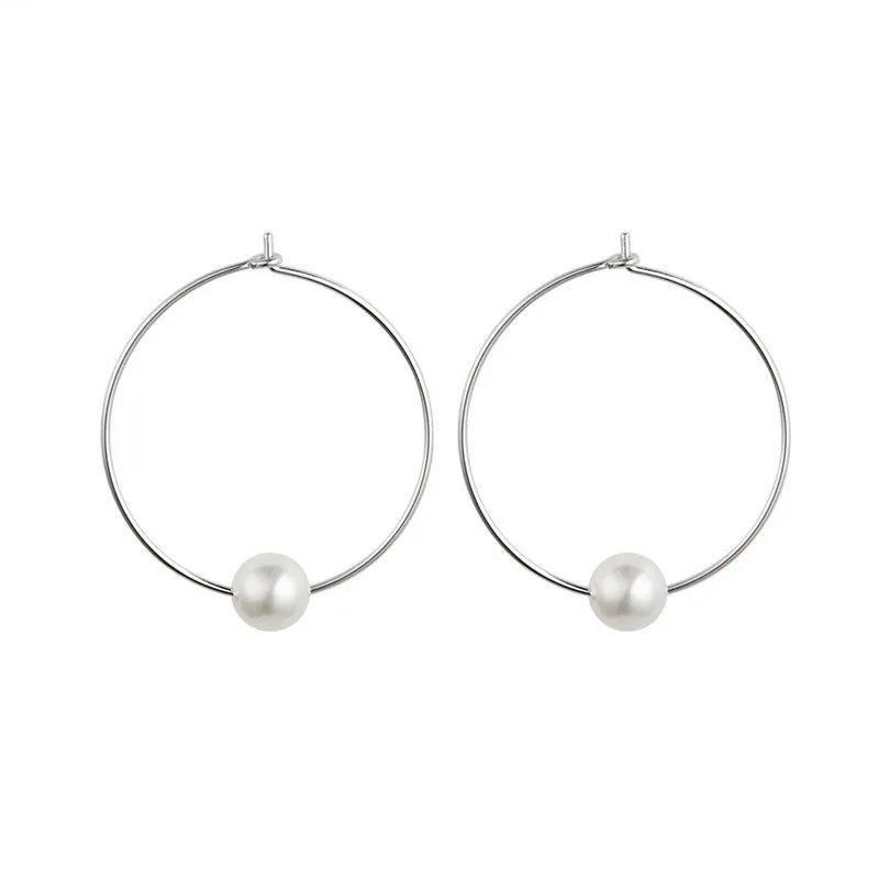 Stříbrné náušnice s přívěskem ve tvaru velkého kartáčovaného kulatého přívěsku v korejském stylu