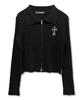 Damiswi Gothic Cross Embroidery Knit Zip-Up_Black