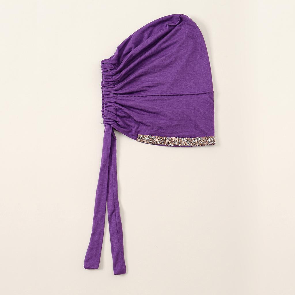 Shiny Rhinestone Hijab Muslim Inner Hijab Elastic Women Plain Solid Color Turban Undercaps Premium Soft Jersey Hijab Headband