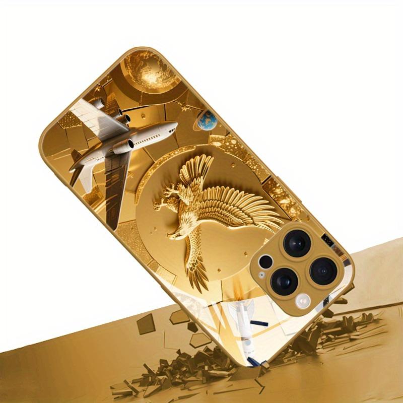 Adler und Flugzeug Collage galvanisiertes Glas Handyhülle geeignet für iPhone 17 16 15 14 13 12 11 Pro/Max/Plus stoßfest