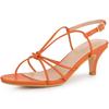 Allegra K Women's Slingback Sandals with Straps, Cat Heel, Orange, Size 25.0 Cm