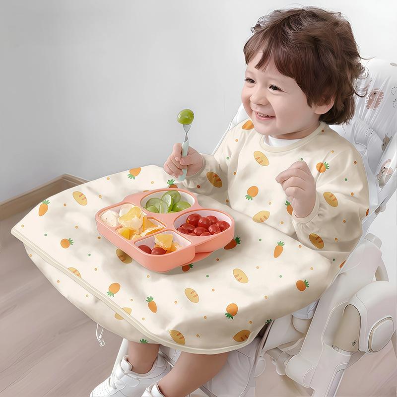 Integrated dining chair cover baby eating bib, waterproof and oil filled children's food apron self-centered and dirt proof tool