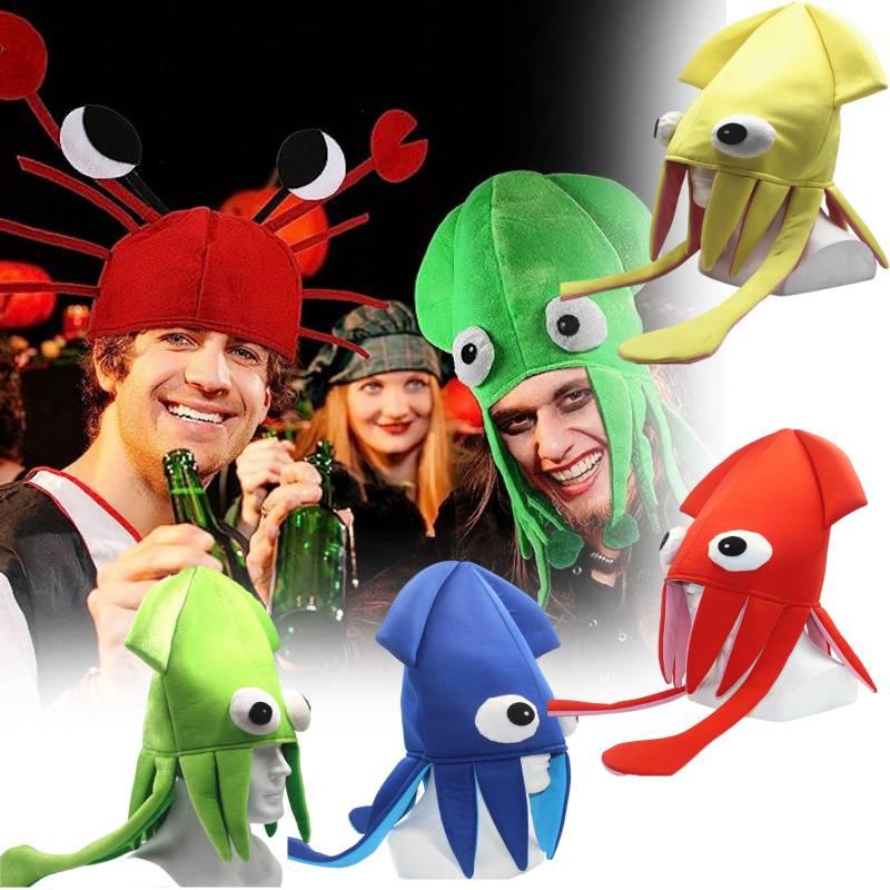 Jiaqi Aksamitny Kapelusz Kałamarnicy Możliwość Personalizacji Zabawny Rekwizyt na Imprezę na Występy i Cosplay