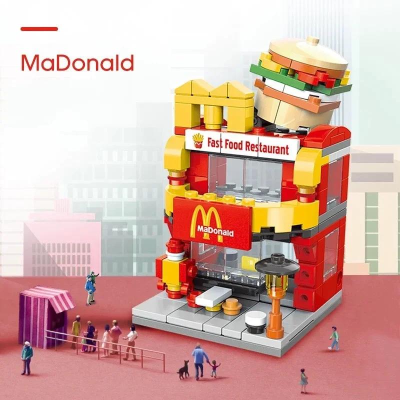 To Assemble Mini City Commercial Street Decoration Model Compatible With Building Blocks for Children's Educational Toys